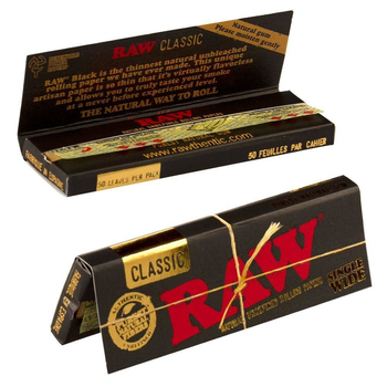 Бумага RAW Black Single Wide - Самокрутки - Бумага RAW - Магазин вапорайзеров, бонгов и лучших аксессуаров для курения  rastastore.ru